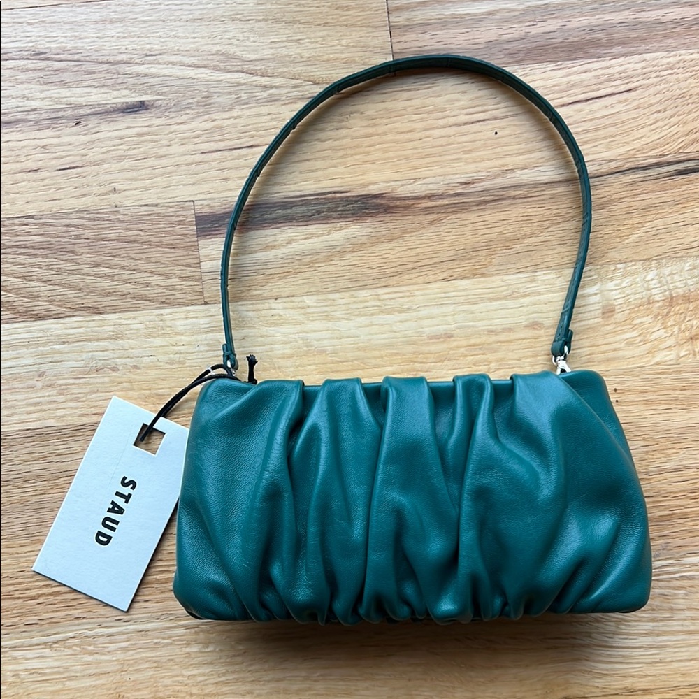 NWT STAUD Teal Gathered Leather CONVERTIBLE BAG 👛🍾🥂